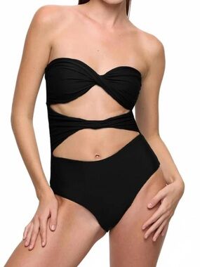 Mikoh Estella Strapless Cutout One-Piece Swimsuit in Noir Retails $238